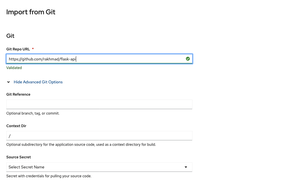 OCP validates Git repository